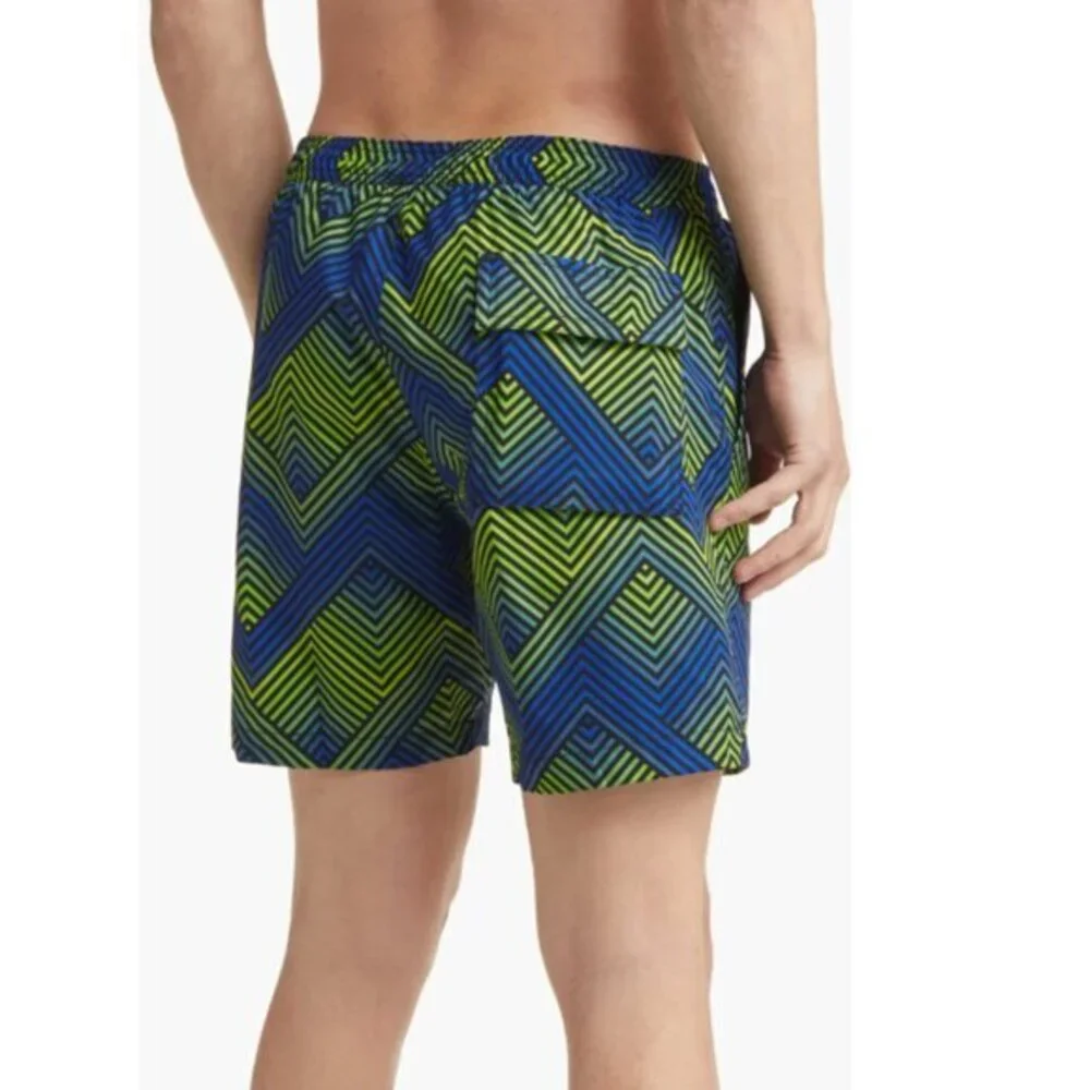 Psycho‎ Bunny Men's Adrian Chevron Zigzag Mesh Liner Swim Trunks Size Small